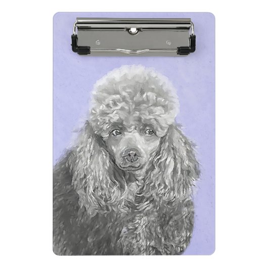 Poodle Miniatur Spielzeug Silver Gray Blue Hund Ku Mini Klemmbrett (Vorderseite)