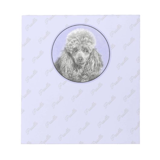 Poodle Miniatur Spielzeug Silver Gray Blue Hund Ku Notizblock (Vorderseite)