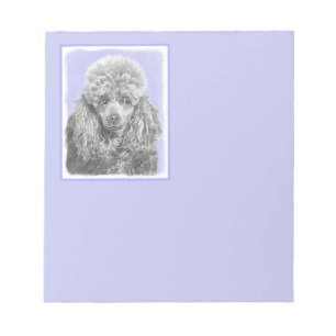 Poodle Miniatur Spielzeug Silver Gray Blue Hund Ku Notizblock
