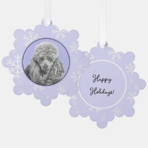 Poodle Miniatur Spielzeug Silver Gray Blue Hund Ku Ornament Karte