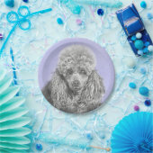 Poodle Miniatur Spielzeug Silver Gray Blue Hund Ku Pappteller (Party)