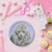 Poodle Miniatur Spielzeug Silver Gray Blue Hund Ku Pappteller (Party)