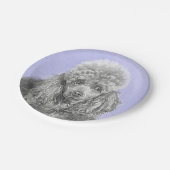 Poodle Miniatur Spielzeug Silver Gray Blue Hund Ku Pappteller (Schrägansicht)