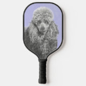 Poodle Miniatur Spielzeug Silver Gray Blue Hund Ku Pickleball Schläger (Rückseite)