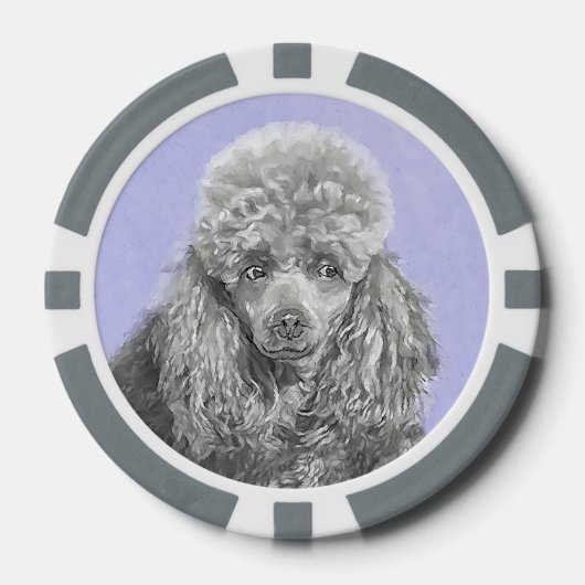 Poodle Miniatur Spielzeug Silver Gray Blue Hund Ku Pokerchips (Vorderseite)