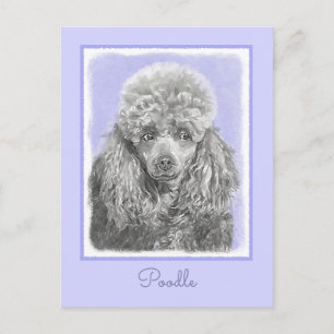 Poodle Miniatur Spielzeug Silver Gray Blue Hund Ku Postkarte