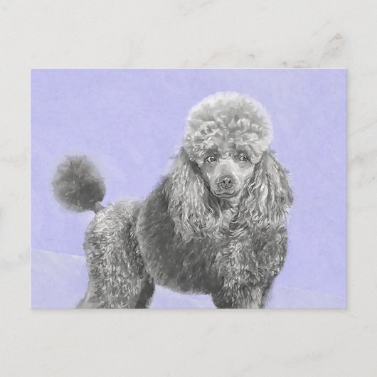 Poodle Miniatur Spielzeug Silver Gray Blue Hund Ku Postkarte (Vorderseite)