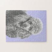 Poodle Miniatur Spielzeug Silver Gray Blue Hund Ku Puzzle (Horizontal)