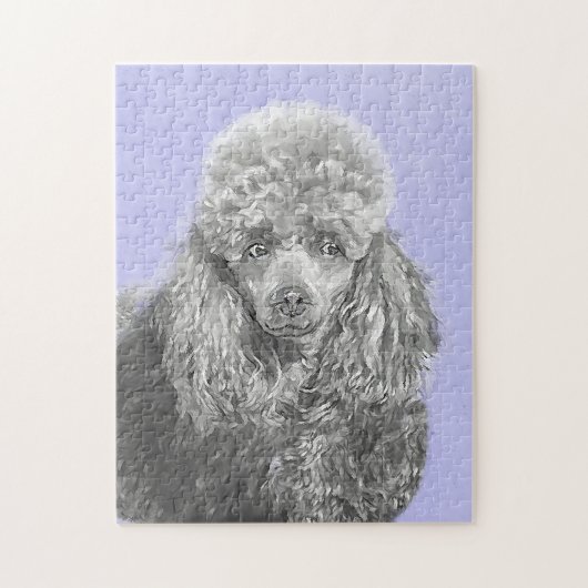 Poodle Miniatur Spielzeug Silver Gray Blue Hund Ku Puzzle (Vertikal)