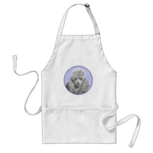 Poodle Miniatur Spielzeug Silver Gray Blue Hund Ku Schürze