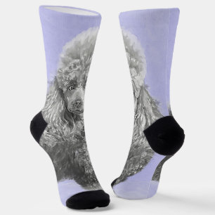 Poodle Miniatur Spielzeug Silver Gray Blue Hund Ku Socken
