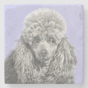 Poodle Miniatur Spielzeug Silver Gray Blue Hund Ku Steinuntersetzer