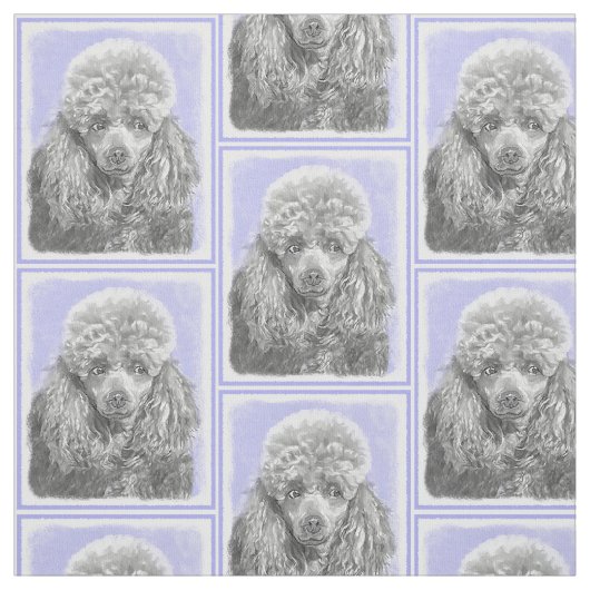 Poodle Miniatur Spielzeug Silver Gray Blue Hund Ku Stoff (Muster)