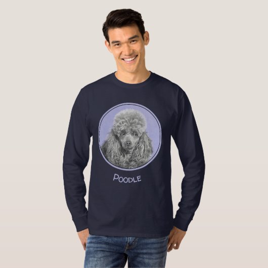 Poodle Miniatur Spielzeug Silver Gray Blue Hund Ku T-Shirt (Vorne ganz)