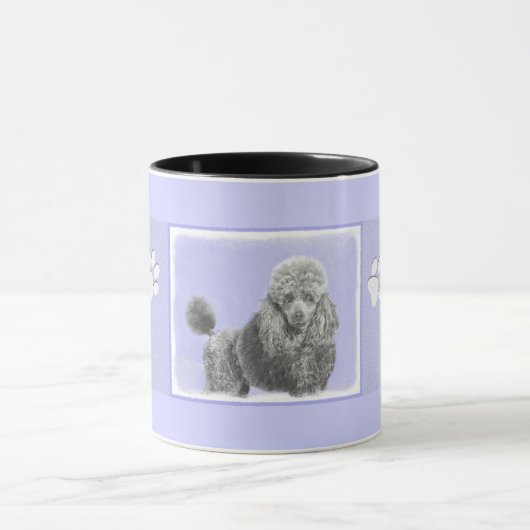 Poodle Miniatur Spielzeug Silver Gray Blue Hund Ku Tasse (Zentrum)