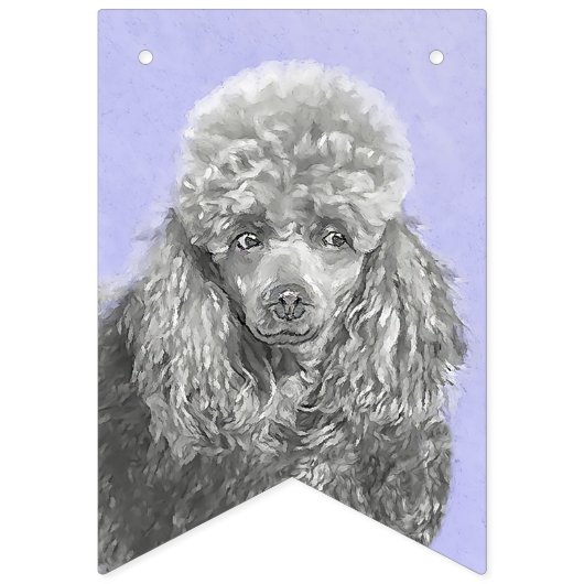Poodle Miniatur Spielzeug Silver Gray Blue Hund Ku Wimpelkette (Zweite Fahne)