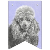 Poodle Miniatur Spielzeug Silver Gray Blue Hund Ku Wimpelkette (Dritte Fahne)
