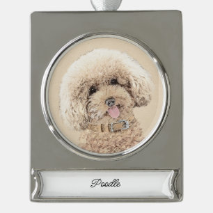 Poodle Miniaturspielzeug Apricot Cream Brown Dog A Banner-Ornament Silber