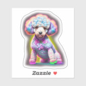 Poodle mit Blume Aufkleber (Blatt)
