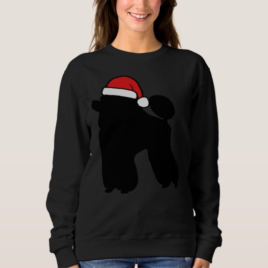 Poodle mit einer Weihnachtsmannmütze Sweatshirt (Vorderseite)