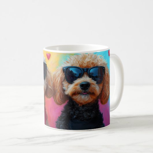 Poodle mit Herzinfarkt Rose Valentinstag Kaffeetasse (VorderseiteRechts)