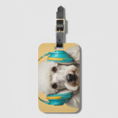 Poodle mit Kopfhörer Gepäckanhänger (Vorderseite Vertikal)