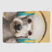 Poodle mit Kopfhörer Golfhandtuch (Horizontal)