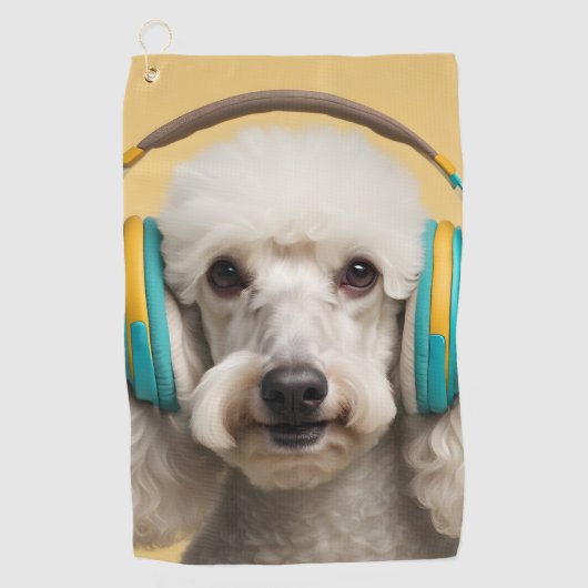 Poodle mit Kopfhörer Golfhandtuch (Vorderseite)