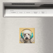 Poodle mit Kopfhörer Magnet (In Situ (Geschirrspüler))