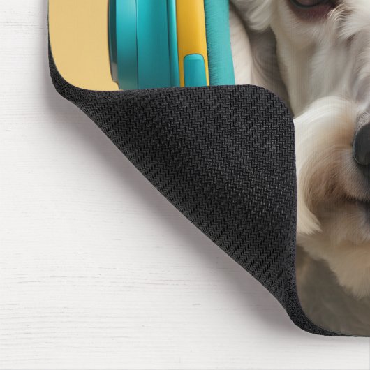 Poodle mit Kopfhörer Mousepad (Ecke)