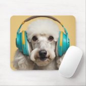 Poodle mit Kopfhörer Mousepad (Mit Mouse)