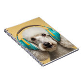 Poodle mit Kopfhörer Notizblock (Rechte Seite)