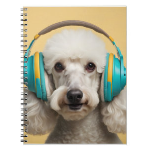 Poodle mit Kopfhörer Notizblock