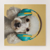 Poodle mit Kopfhörer Puzzle (Horizontal)
