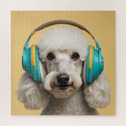 Poodle mit Kopfhörer Puzzle (Vertikal)