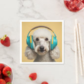 Poodle mit Kopfhörer Serviette (Beispiel)