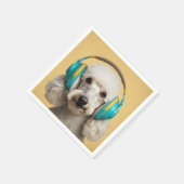 Poodle mit Kopfhörer Serviette (Ecke)