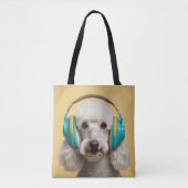 Poodle mit Kopfhörer Tasche (Vorderseite)