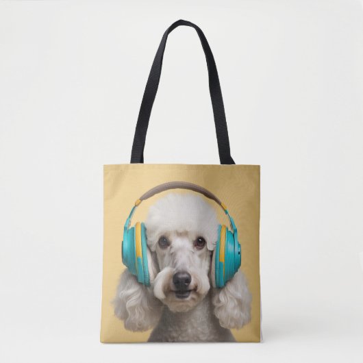 Poodle mit Kopfhörer Tasche (Vorderseite)