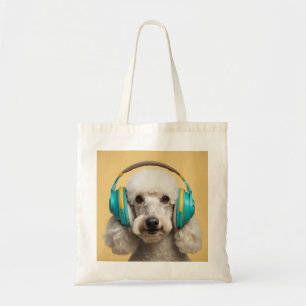 Poodle mit Kopfhörer Tragetasche