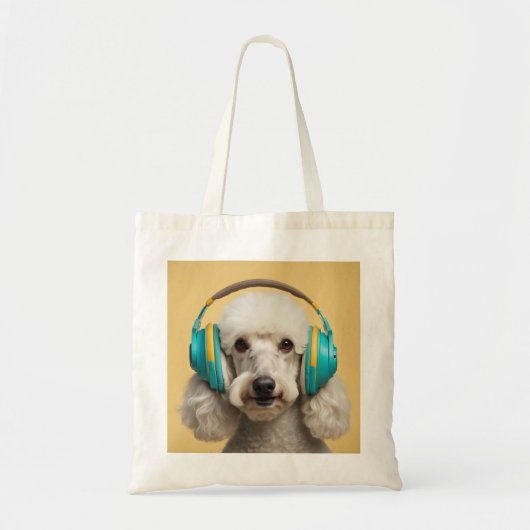 Poodle mit Kopfhörer Tragetasche (Vorne)
