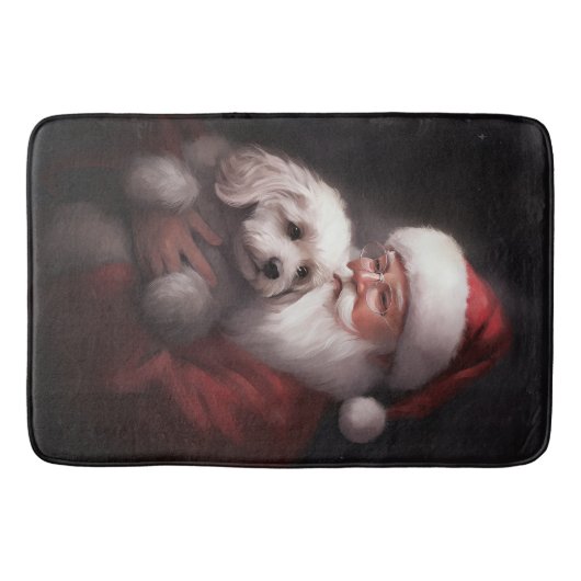 Poodle mit Weihnachtsmann Weihnachten Badematte (Vorderseite)