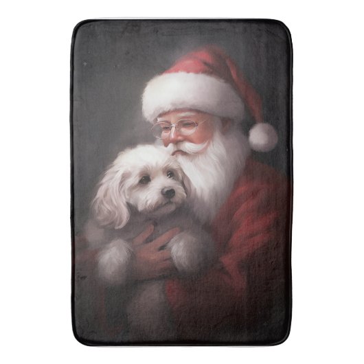 Poodle mit Weihnachtsmann Weihnachten Badematte (Vorderseite Vertikal)