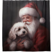 Poodle mit Weihnachtsmann Weihnachten Duschvorhang (Vorderseite)