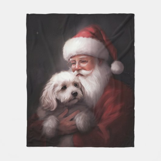 Poodle mit Weihnachtsmann Weihnachten Fleecedecke (Vorderseite)