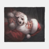 Poodle mit Weihnachtsmann Weihnachten Fleecedecke (Vorderseite (Horizontal))