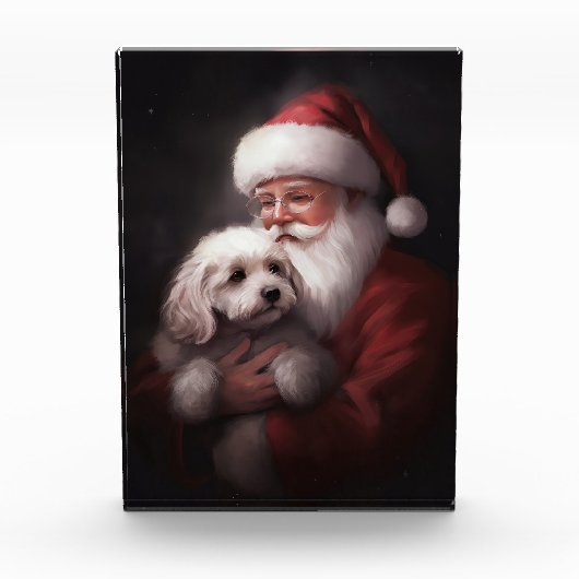 Poodle mit Weihnachtsmann Weihnachten Fotoblock (Vorderseite)