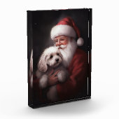 Poodle mit Weihnachtsmann Weihnachten Fotoblock (Links)