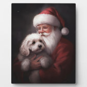 Poodle mit Weihnachtsmann Weihnachten Fotoplatte (Vorderseite)