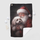 Poodle mit Weihnachtsmann Weihnachten Golfhandtuch (Insitu)